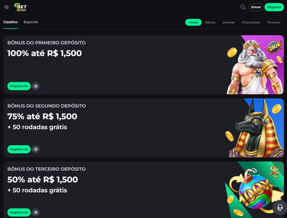 Para jogos de casino o bónus é de 100%, mas para esta categoria o limite é de até 120 euros/$ para o primeiro depósito, enquanto o bónus de segundo depósito é de 50% até 100 euros/$. Além disso, você ganha 120 rodadas grátis no slot Cowboys Gold ao fazer seu primeiro depósito e 50 rodadas grátis adicionais no slot Take Olympus em seu segundo depósito.